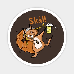 Skål! Funny Viking Squirrel Magnet